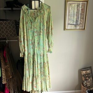 Free People- Floral Green Maxi Dress